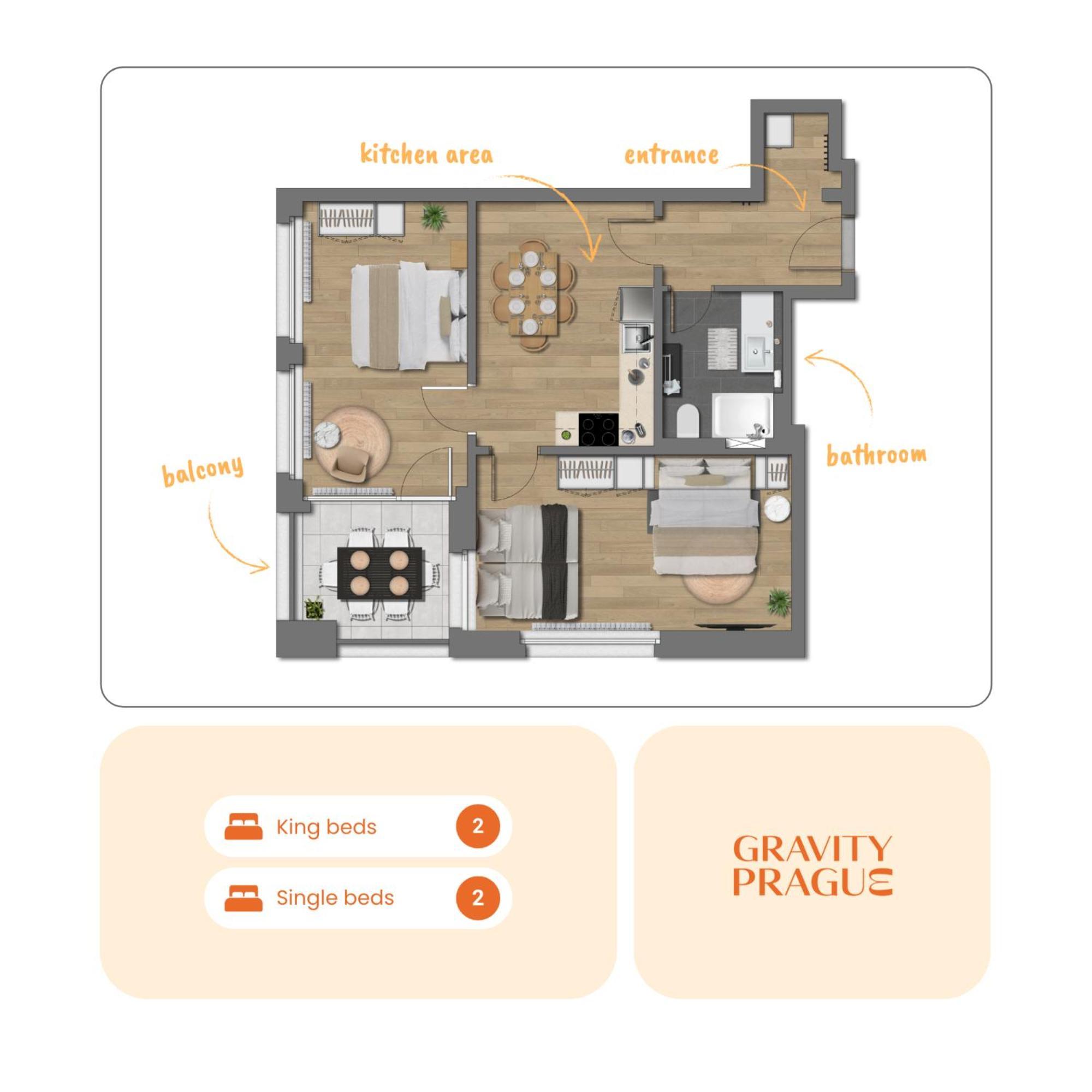 Bright 2Br - 4Th Floor, Balcony, Free Parking By Gravity Prague Daire Dış mekan fotoğraf